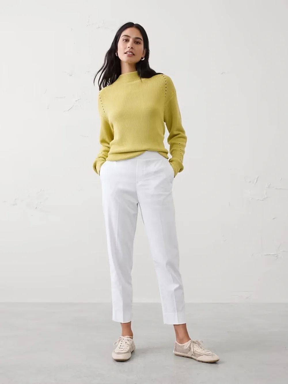 TAPERED HIGH-RISE LINEN-BLEND PANT